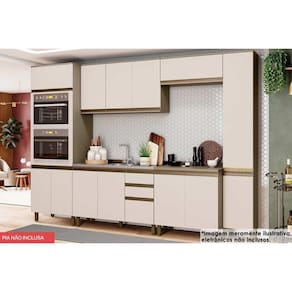 Cozinha Completa Connect 7 Peças (2 Armários + 2 Paneleiros + 2 Balcões + 1 Complemento) C6P20 Duna/Cristal - Henn