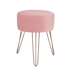 Puff puf decorativo suede rosê pés aramado rosê gold