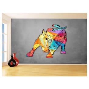 Papel De Parede 3D Animais Pop Art Touro Bull 3,5M Pxa195