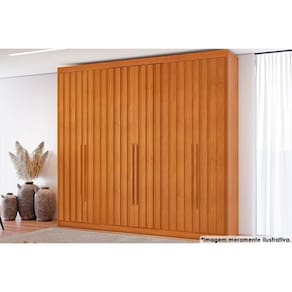 Guarda Roupa Casal 6 Portas Ripadas e 8 Gavetas Grécia Cinamomo - Conquista
