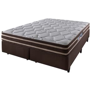 Cama Box King Marrom + Colchão Espuma D70/D28 Dupla Face Oakland 193x203x66cm