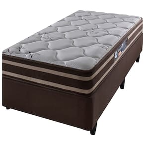 Cama Box Solteiro Marrom + Colchão Espuma D70/D28 Dupla Face Oakland 88x188x66cm