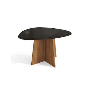 Mesa de Sala Jantar Lótus + Tampo Madeirado c/ Vidro 135x105cm Freijó/Preto Fosco - Kappesberg