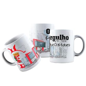 Caneca cerâmica bandeira cidade são paulo orgulho paulistano