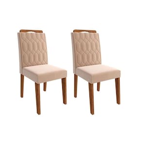Cadeira Sala de Jantar Paola Wood Kit 2 Un Savana/Nature-Suede Nude Bege - Cimol