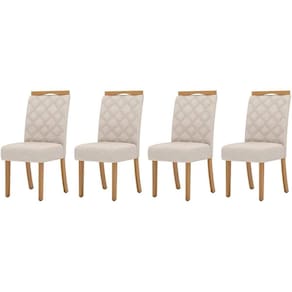 Cadeira Sala de Jantar Bella Kit 4 Un Nature/Veludo Light Linho - Henn