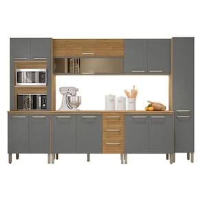 Cozinha Modulada Ametista Composição 2 Freijó Gris Ripado - Kits Paraná