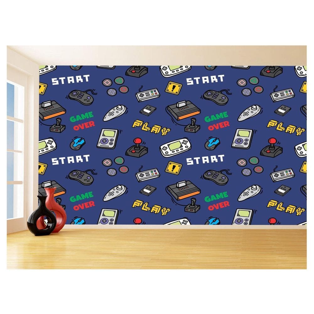 Papel De Parede 3D Infantil Controle Game Jogo 3,5M Azs206