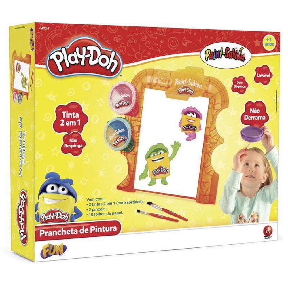 Play-doh - prancheta com 2 potes de tinta e acessórios