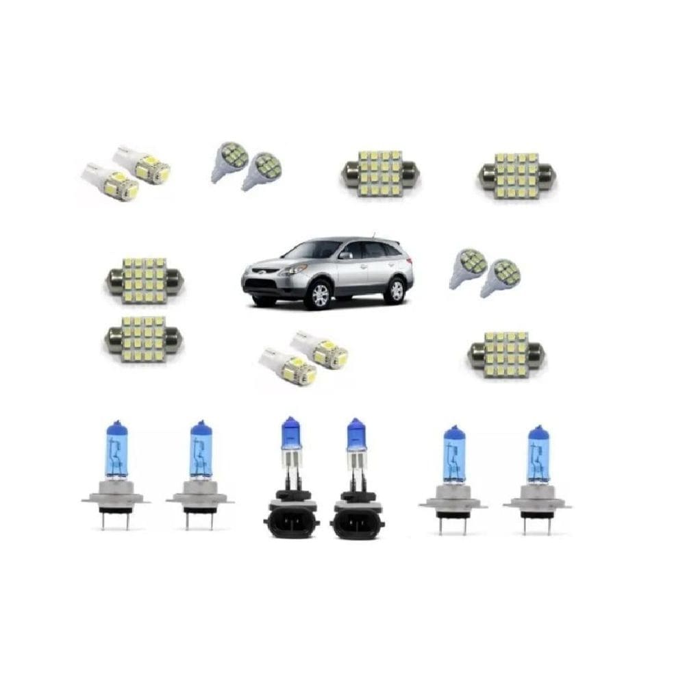 Kit lâmpadas super branca + led hyundai vera cruz