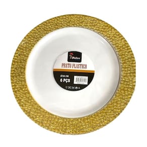 Prato Plástico 26Cm 12 Pçs Redondo Jantar De Natal Ano Novo
