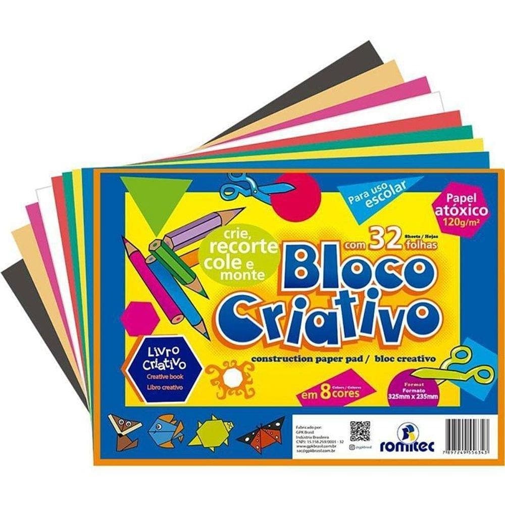 Bloco para educação artística livro criativo 8c a4 120g 32fl