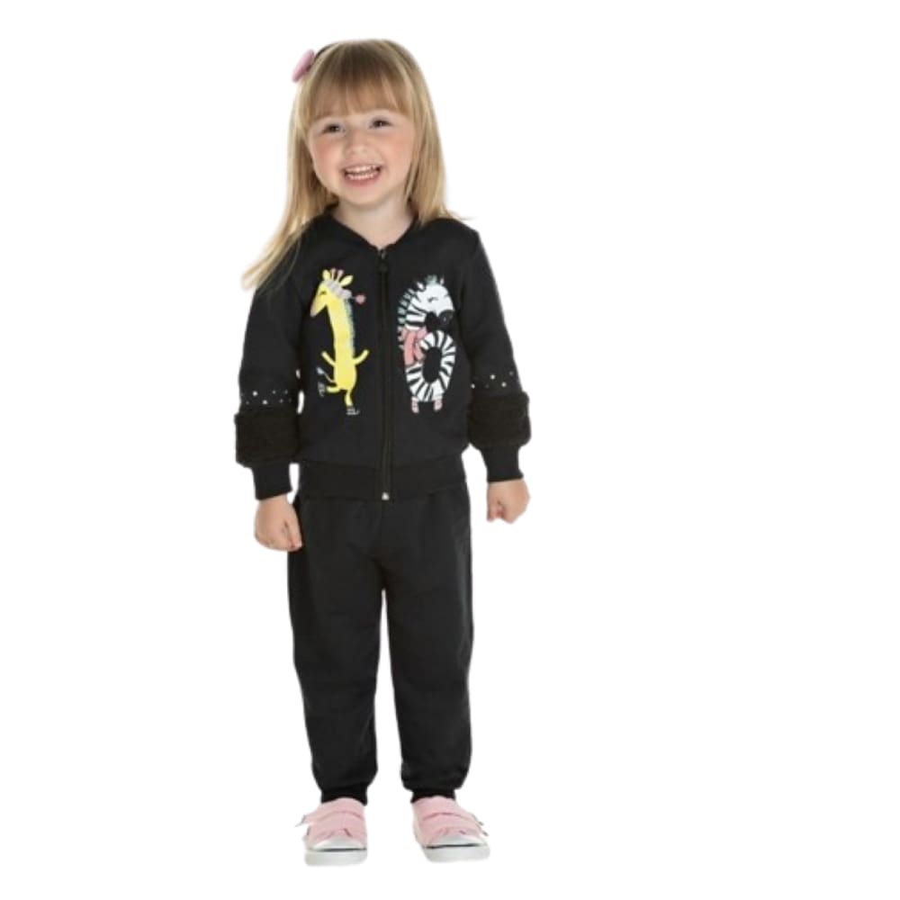 Conjunto feminino moletom infantil inverno calça e blusa