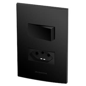 Conjunto 1 + 1 tomada 20a - inova preto fosco