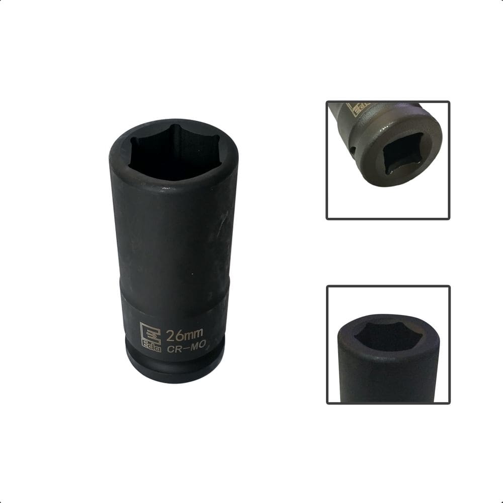 Soquete Longo De Impacto Sextavado 26mm x 3/4”Pol Aço CR-MO