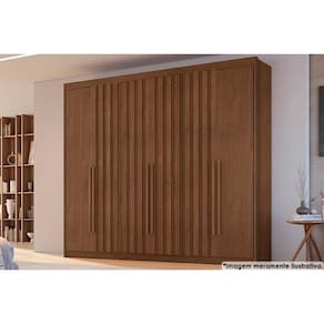 Guarda Roupa Casal 6 Portas 4 Ripadas e 6 GavetasAtenas Cacau - Conquista