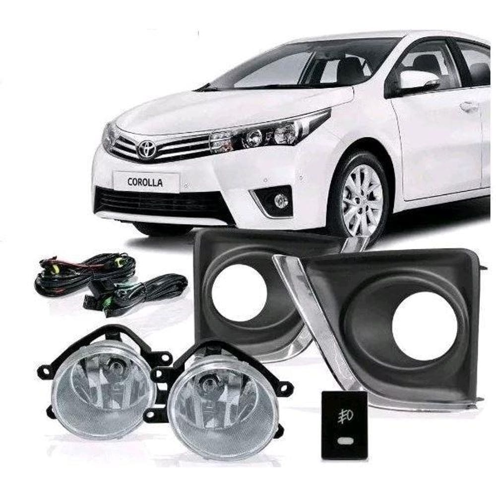 Kit farol milha neblina corolla 14 15 16 17 moldura cromada