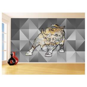 Papel De Parede 3D Animais Pop Art Touro Bull 3,5M Pxa206