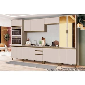 Cozinha Completa Connect 7 Peças (2 Armários + 2 Paneleiros + 2 Balcões + 1 Complemento) C5P96 Duna/Cristal - Henn