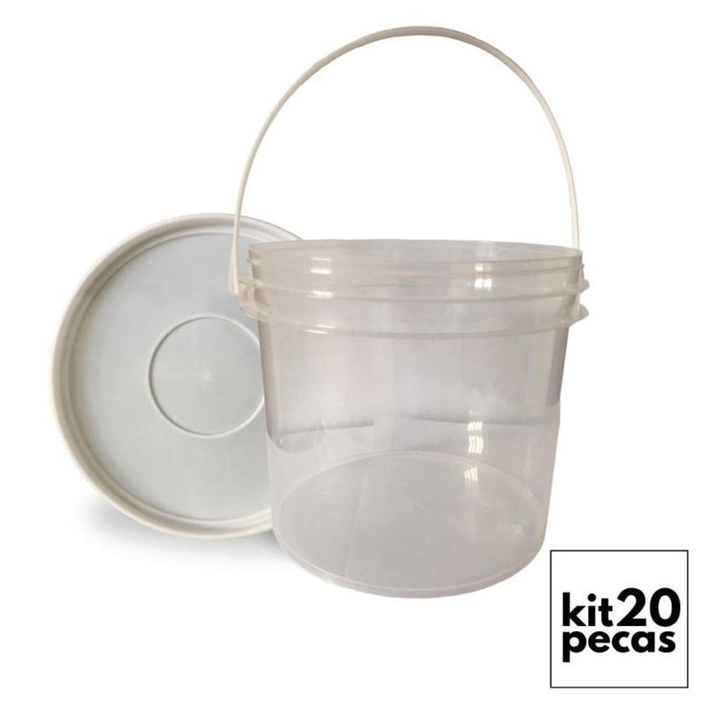 Balde noviça 2.2l alça plástica transparente 20 pçs