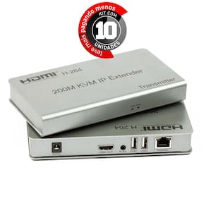 Extensor hdmi - kvm 200 m via cabo rede via ip - kit 10