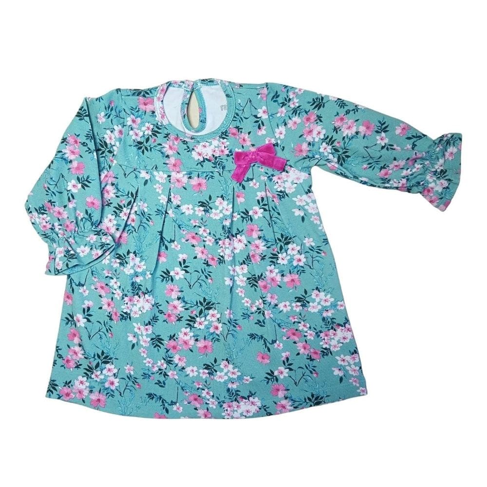 Vestido Bebê Estampado Floral Verde Tamanho GG - Ralakids
