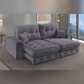 Sofá Retrátil Reclinável com Usb 250cm Istambul Yescasa Cinza
