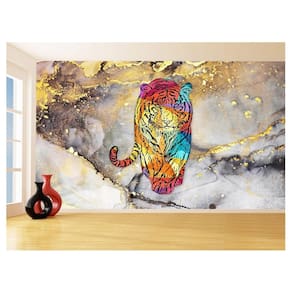 Papel De Parede 3D Animais Pop Art Tigre Felino 3,5M Pxa118