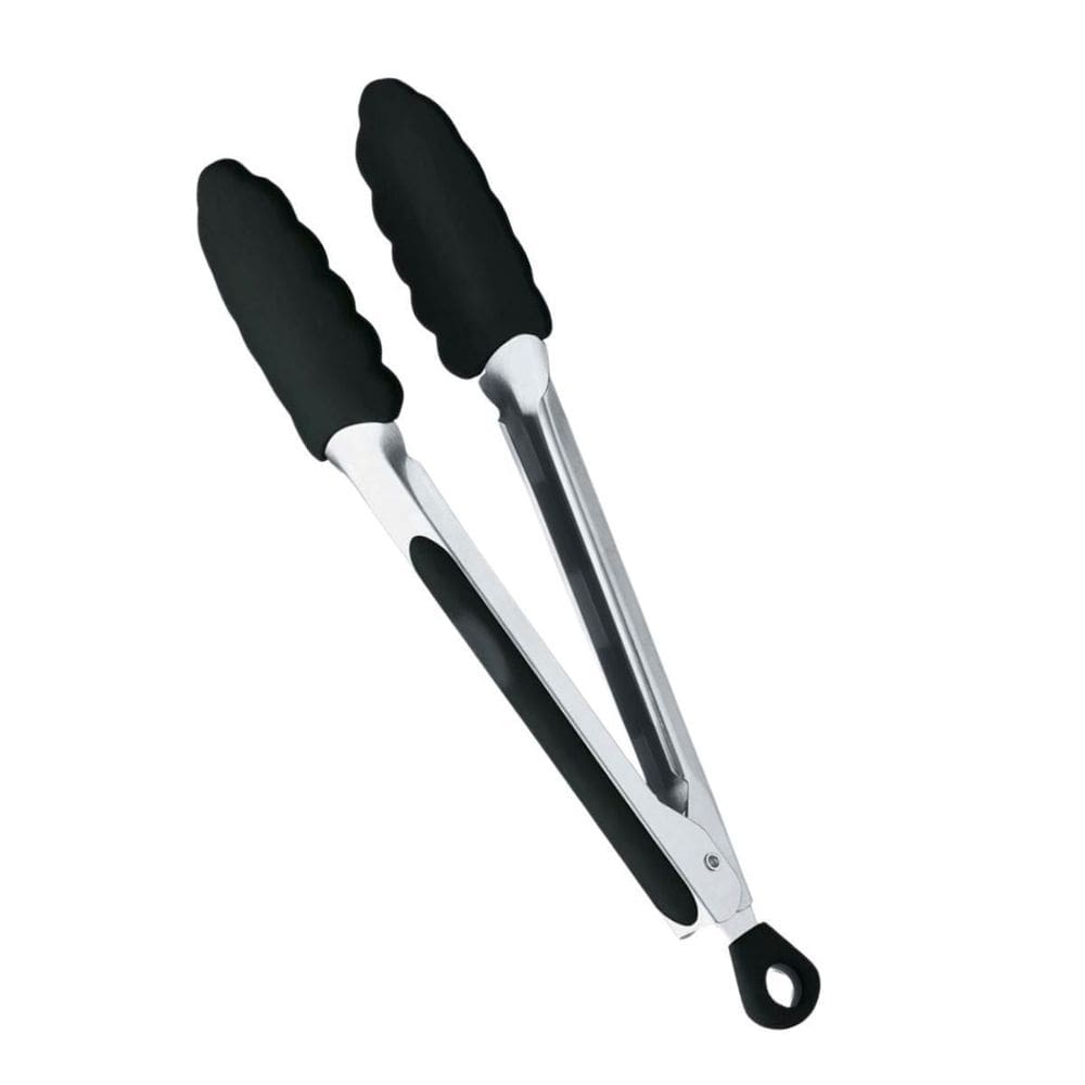 Pegador Silicone Inox Alimentos Carne Salada 25,5Cm Preto