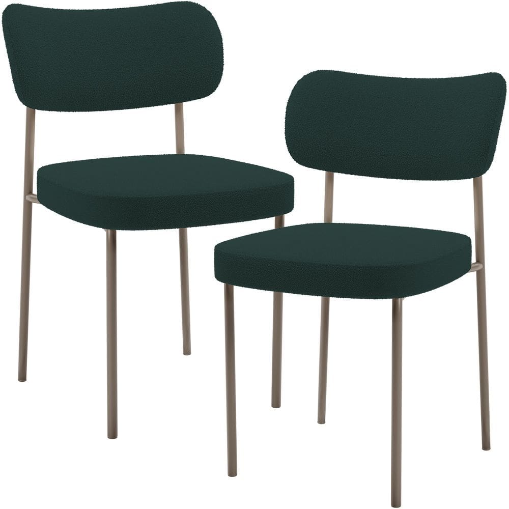 Kit 02 Cadeiras Para Sala De Jantar Melina Base Arena L02 Bouclê Verde - Lyam Decor