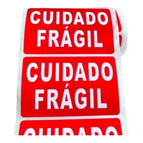 Kit 1000 etiqueta frágil cuidado fragil rolo adesivo couche