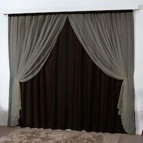 Cortina sala quarto blackout voal trilho suisso 2m tabaco