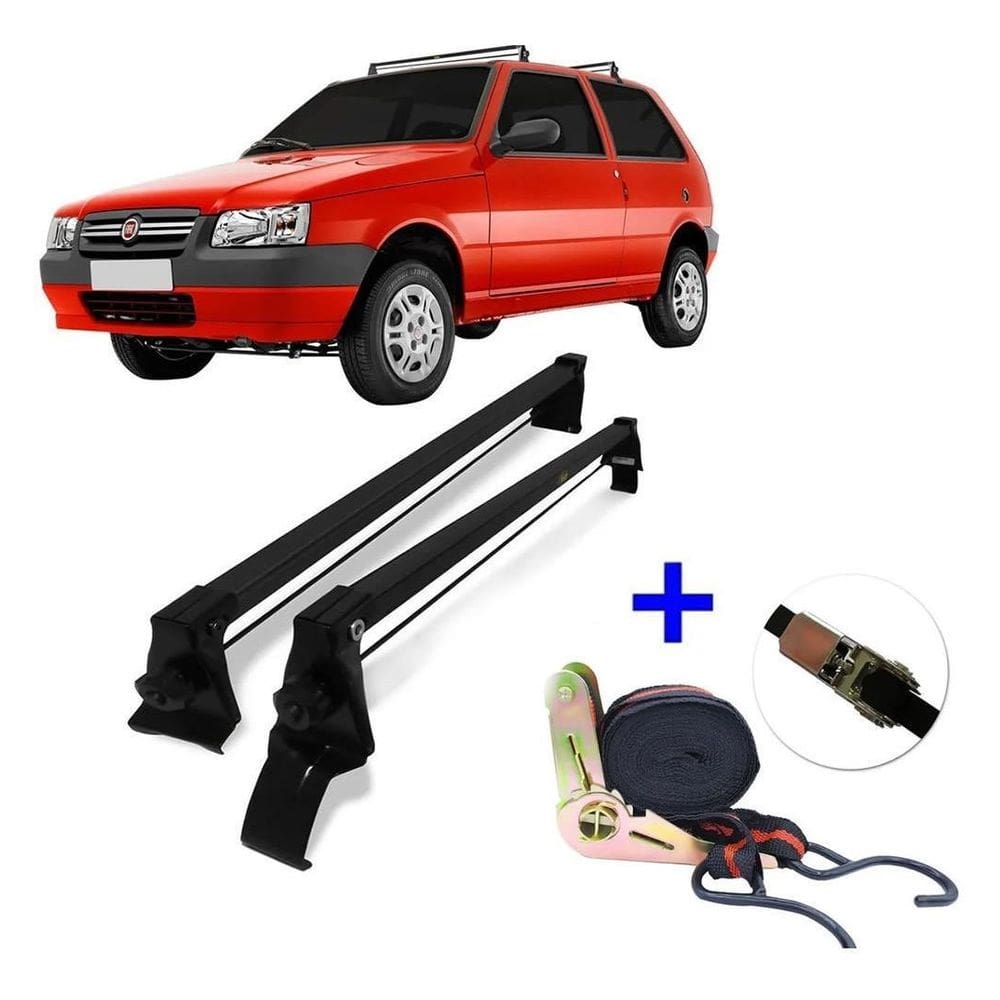 Rack de teto fiat uno mille 2p 1984 a 2013 + cinta catraca
