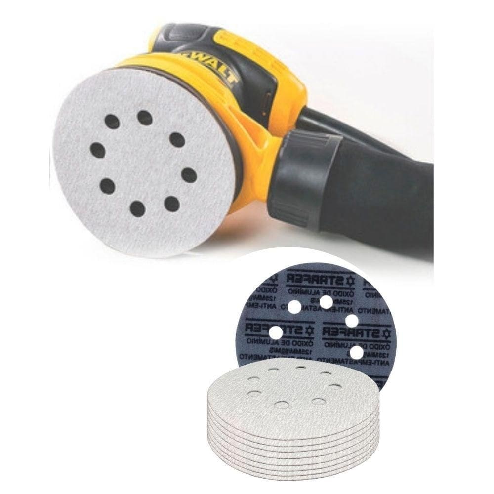 Disco de lixa tiras aderentes branco 125mm grão 150 starfer 10