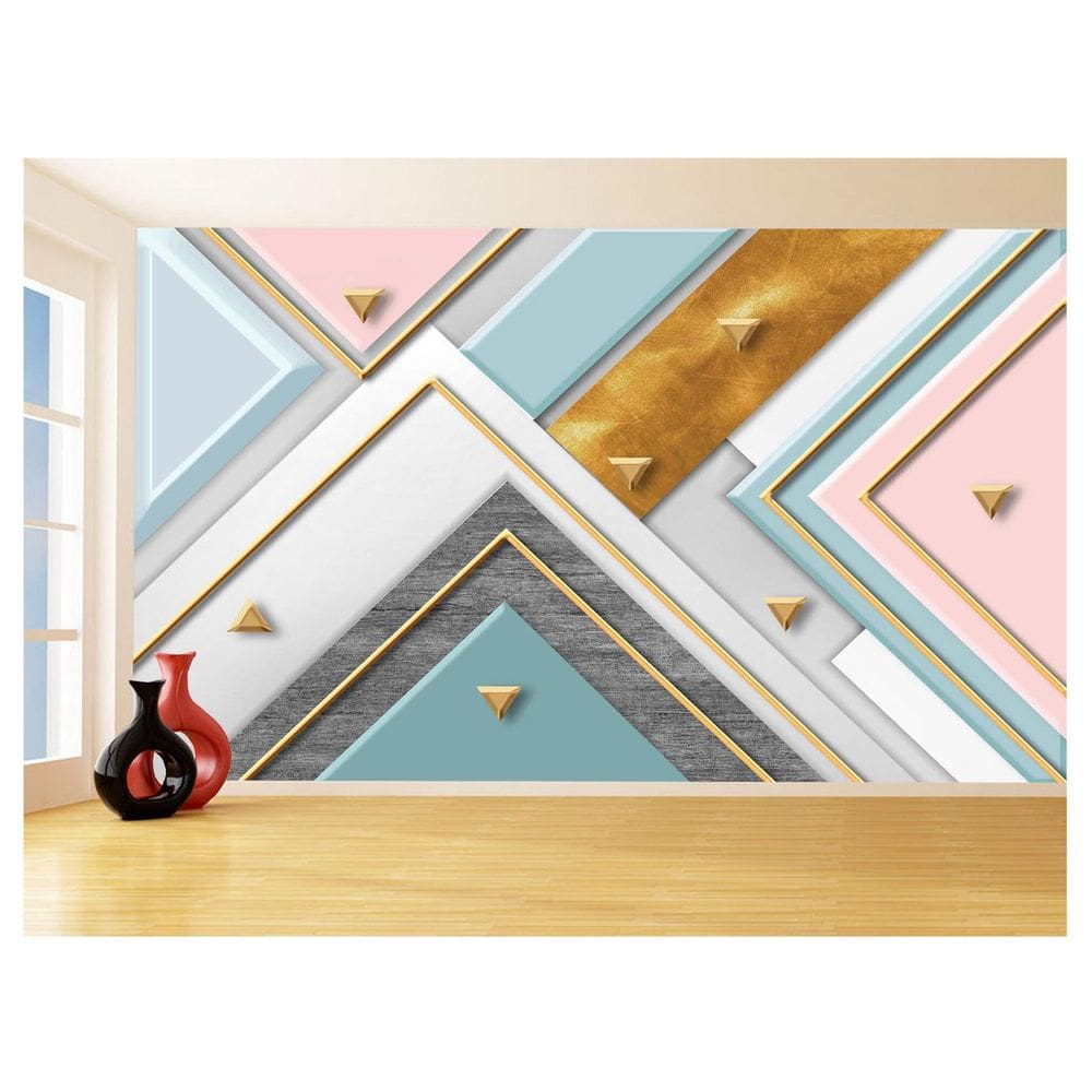 Papel De Parede 3D Estilo Marmore Cores Formas 3,5M Mbr68