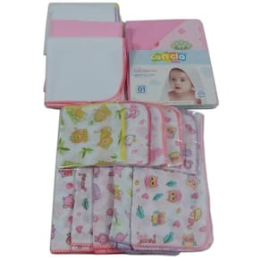 Kit 4 cueiro toalha banho 5 pano boca 5 toalha fralda menina