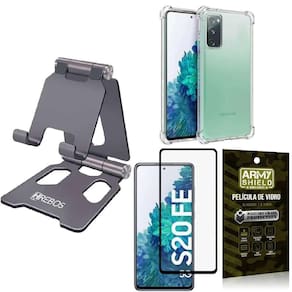 Kit suporte mesa hrebos + capinha antishock + película vidro 3d