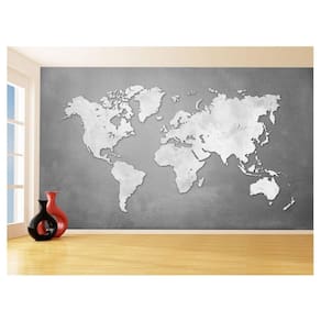Papel De Parede 3D Mapa Mundi Cimento Concreto 3,5M Nmu56