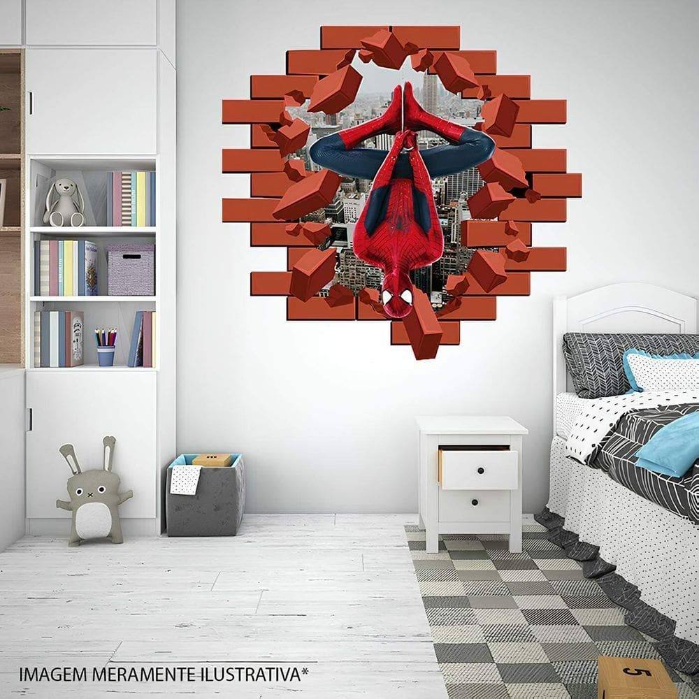 Adesivo De Parede Buraco Falso Homem Aranha Mod15