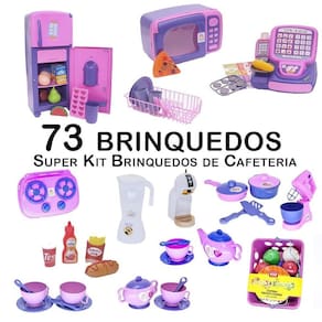 Kit café infantil registradora geladeira microondas 73pç