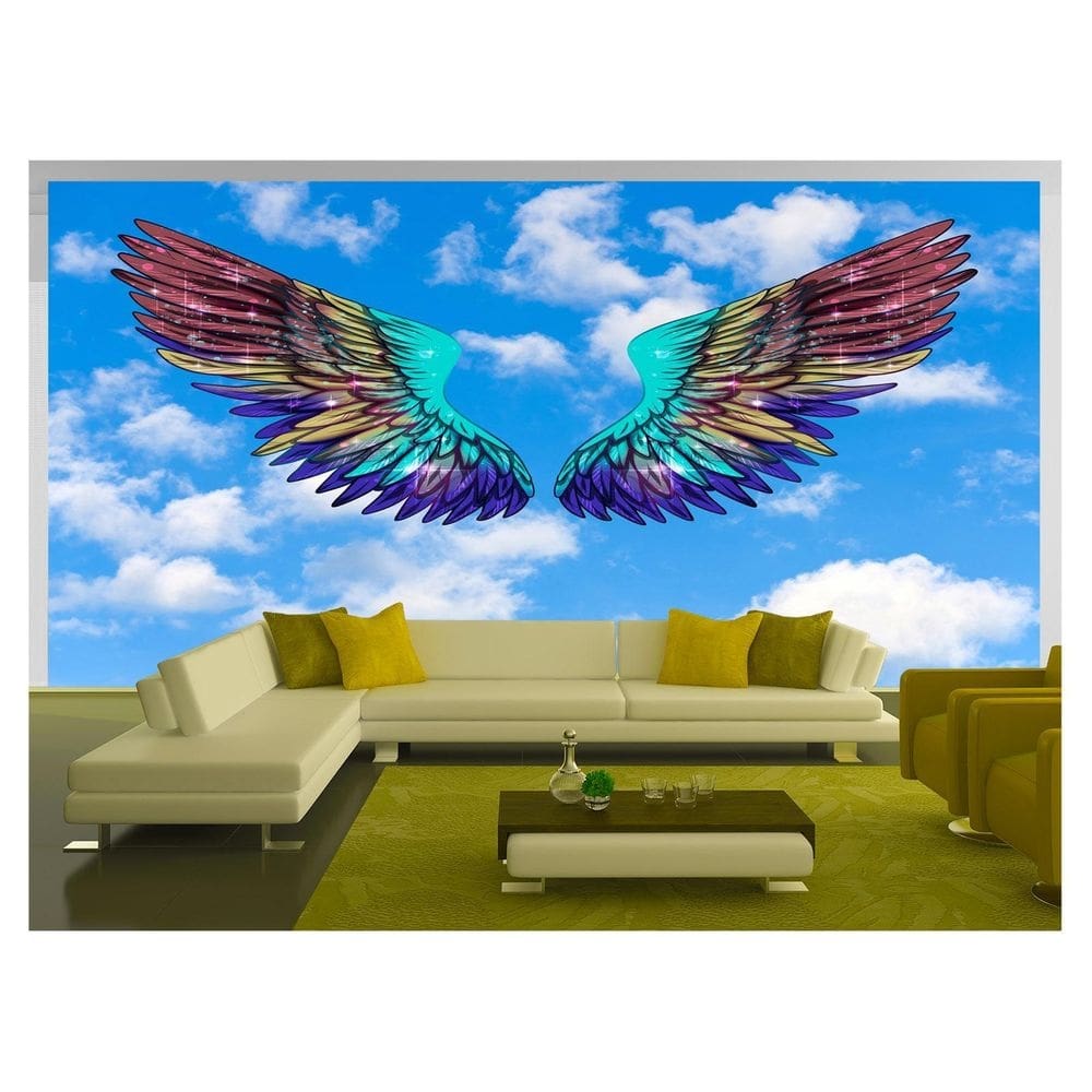 Papel De Parede 3D Arte Asas Selfie Insta Cores 3,5M Tra317