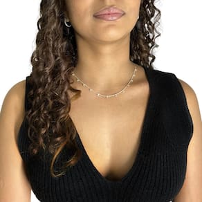 Colar gargantilha veneziana prata lei 925 13 ponto luz 45cm