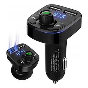 Carregador carro x8 bluetooth veicular fm mp3 rádio preto