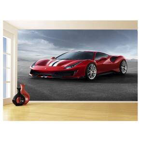 Papel De Parede 3D Carro Ferrari Vermelha Pista 3,5M Car121