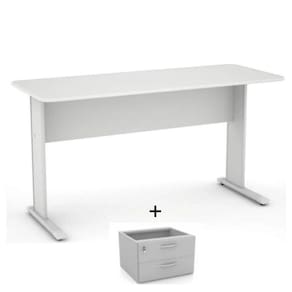 Mesa Escritório 1,20x0,60  Cor Cinza com 2 gavetas