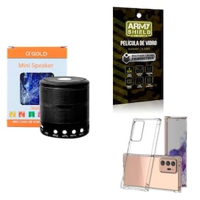 Kit caixa de som + capinha samsug note20 ultra + película 3d