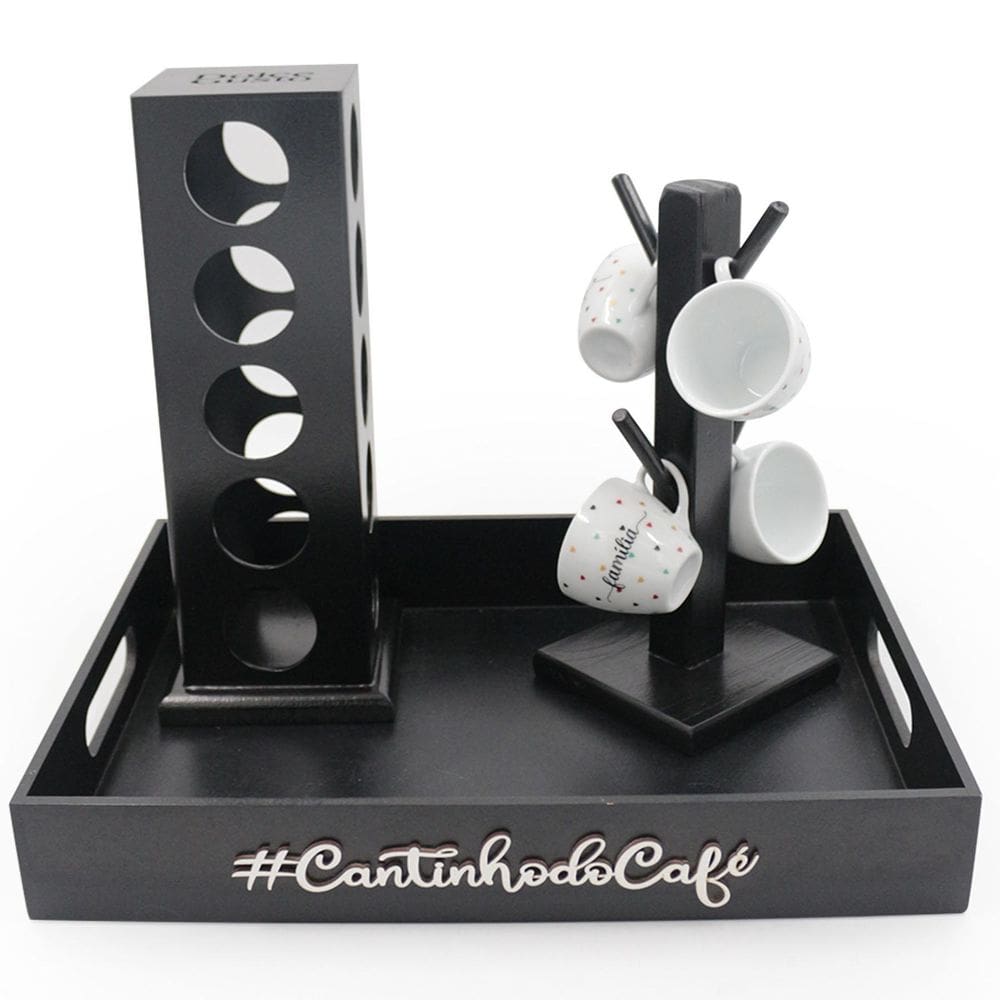 Kit 4 xicaras coquinho porta capsulas dolce gusto bandeja