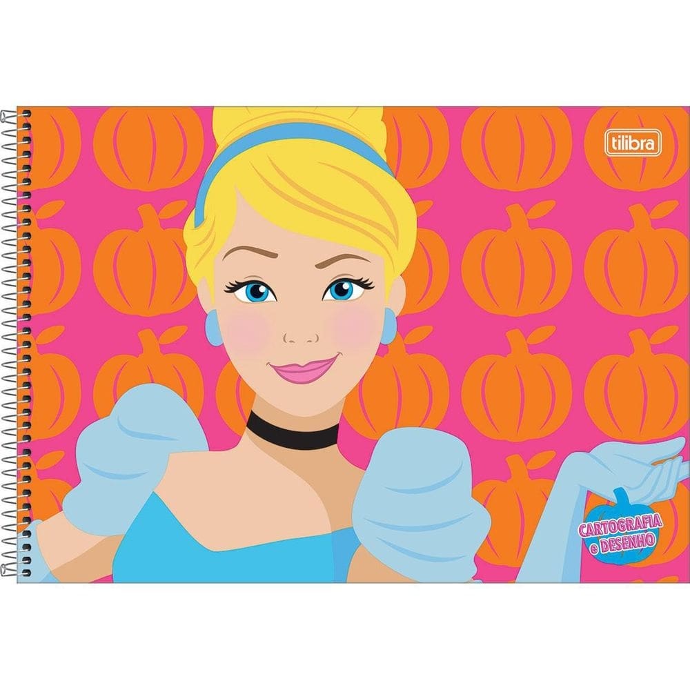 Caderno de desenho princesas espiral 80f capa dura tilibra