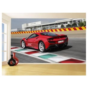 Papel De Parede 3D Carro Ferrari Vermelha Pista 3,5M Car125