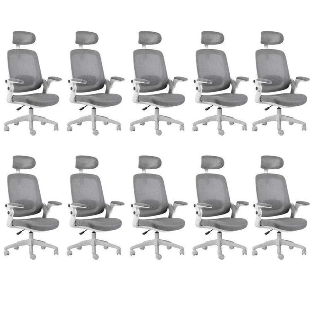 Kit 10 Cadeiras para Escritório Presidente com NR17 Astra Elements Cinza